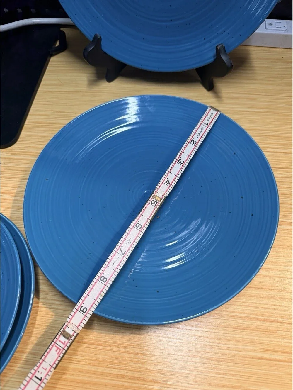 Set of 4 Sango Siterra Artist's Blend Blue 2 Dinner & 2 Salad Plates Speckled *
